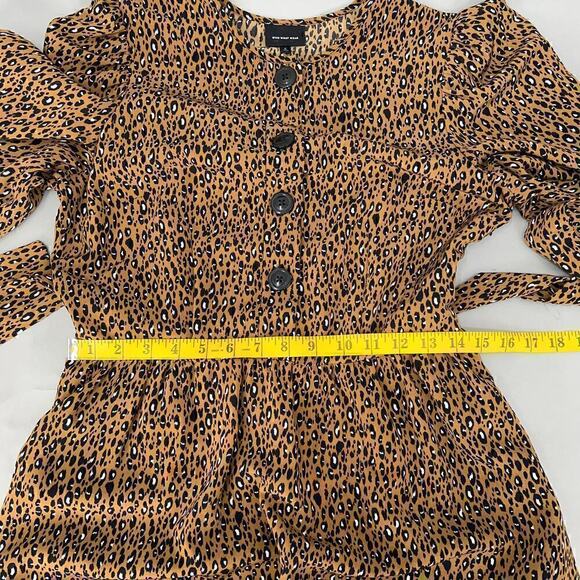 Who What Wear Leopard Print Midi Dress Womens Small Long Sleeve Belted - Picture 9 of 12